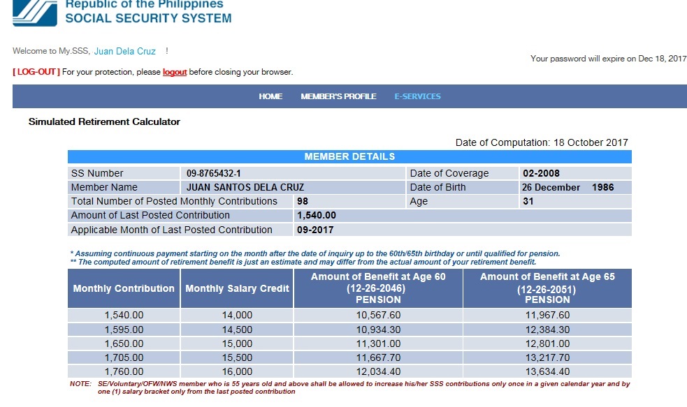 Example of Pension Computation