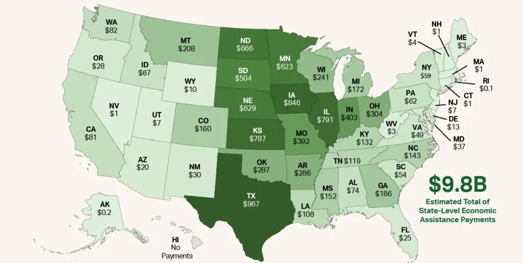 Map showing U.S. states