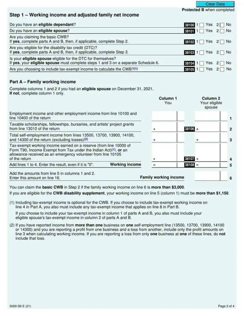 Schedule 6 (Form 5000-S6)