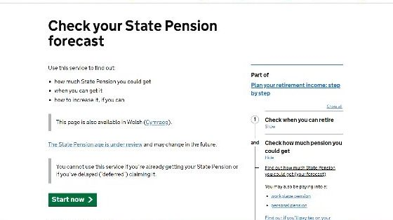 State Pension forecast tool