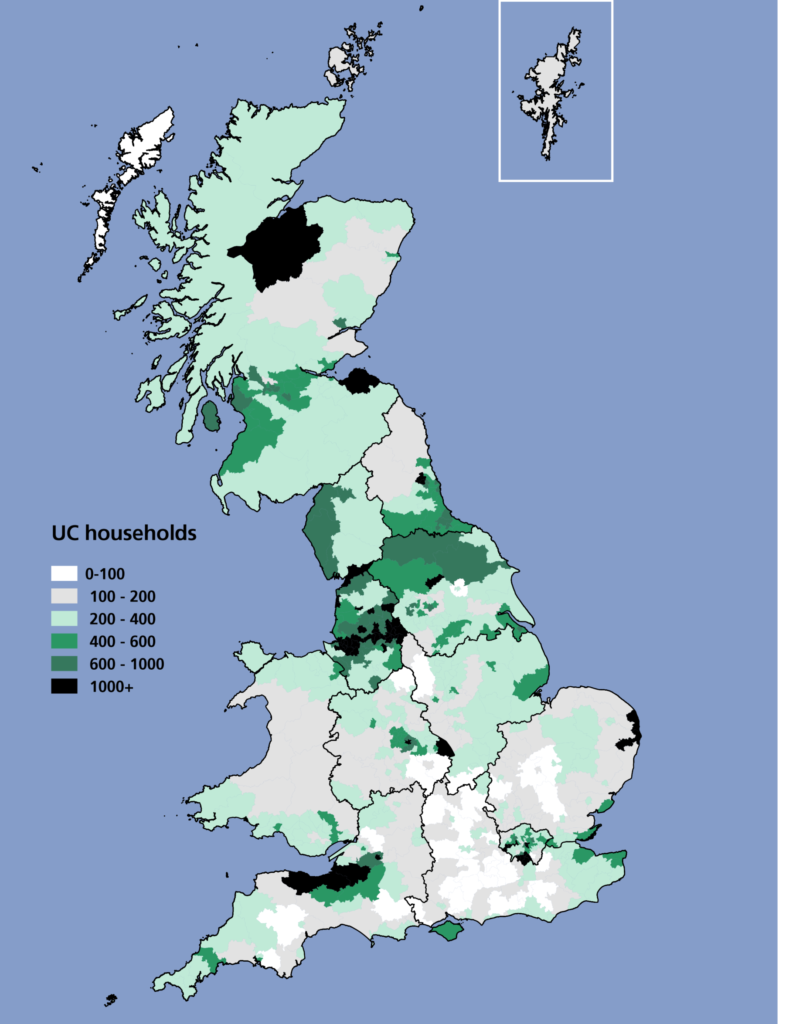 UK regions with the highest number of Universal Credit